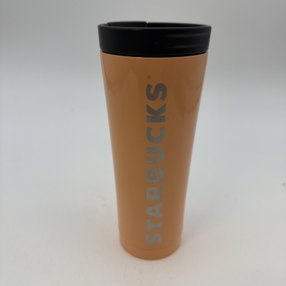 Starbucks Orange/pink stainless steel travel tumbler 12oz